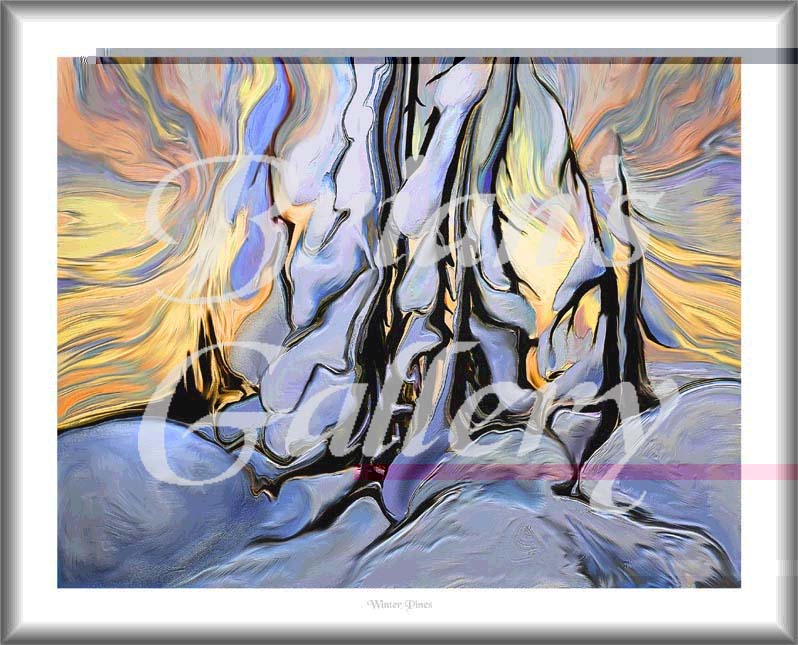 Digital Fine Art Painting Title Winter Pines